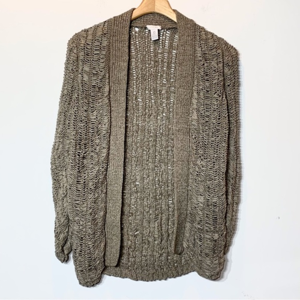 EUC Chico’s Woven Tan Cardigan Size 0 (equivalent to a women small)